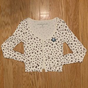 Floral Long Sleeve Crop Top - Aeropostale